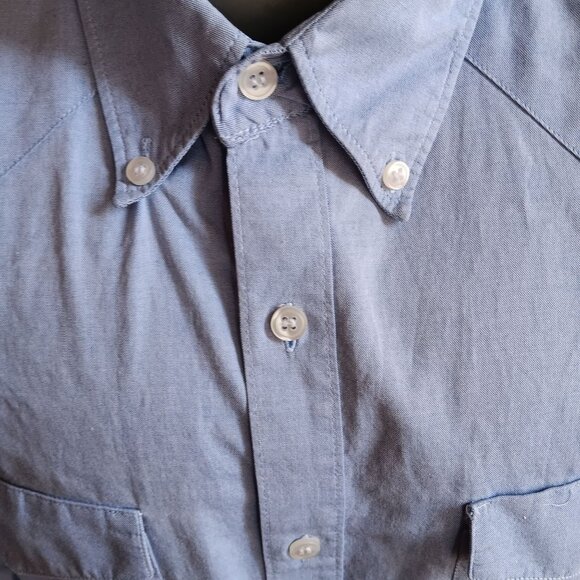 Vintage 1990's Western Shirt Medium Chambray Button Down by Justin - Picture 2 of 8